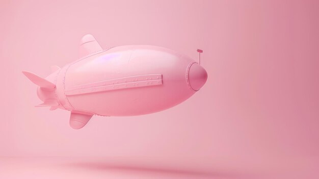 L'espace de copie dirigable génératif de l'aéronef zeppelin rose AI 3D
