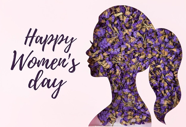 L'espace de copie de la forme du portrait féminin de la femme florale