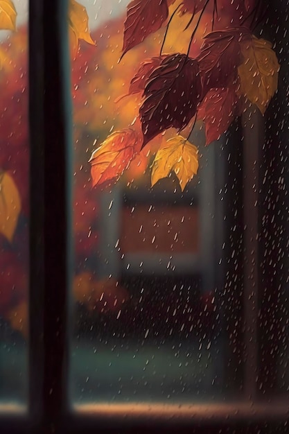 Espace de copie de pluie d'automne