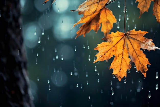 Espace de copie de pluie d'automne