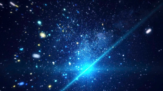 Espace cosmique abstrait avec des étoiles brillantes animation se déplaçant parmi les étoiles scintillantes brillantes dans l'espace