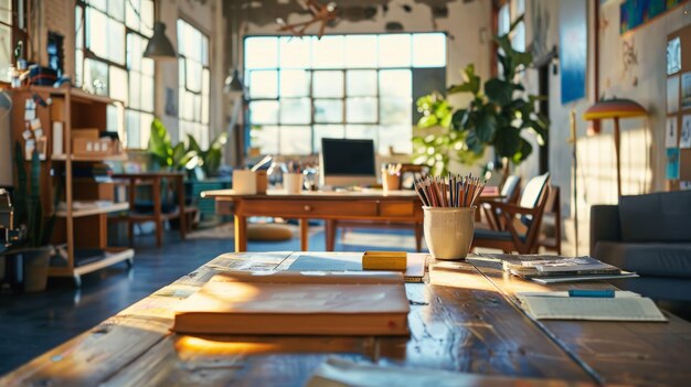 Photo un espace où la créativité coule la nature morte d'un bureau moderne