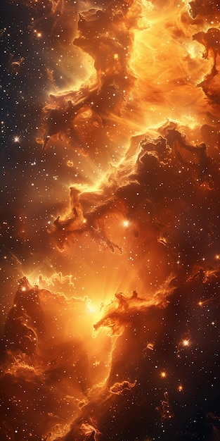 espace de fond stellaire vertical abstrait avec des étoiles et des nébuleuses colorées