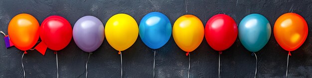 Photo espace libre dans le coin gauche pour la bannière du titre avec des ballons colorés