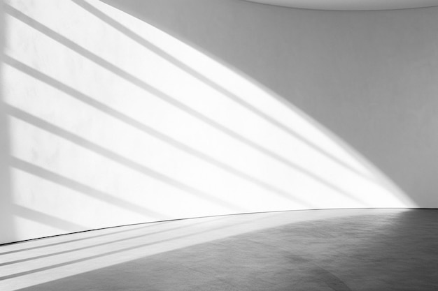 Espace minimaliste contemporain avec des murs incurvés et des ombres claires