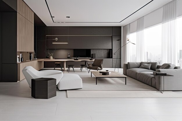 Espace minimaliste avec un mobilier moderne et des éléments de design élégants