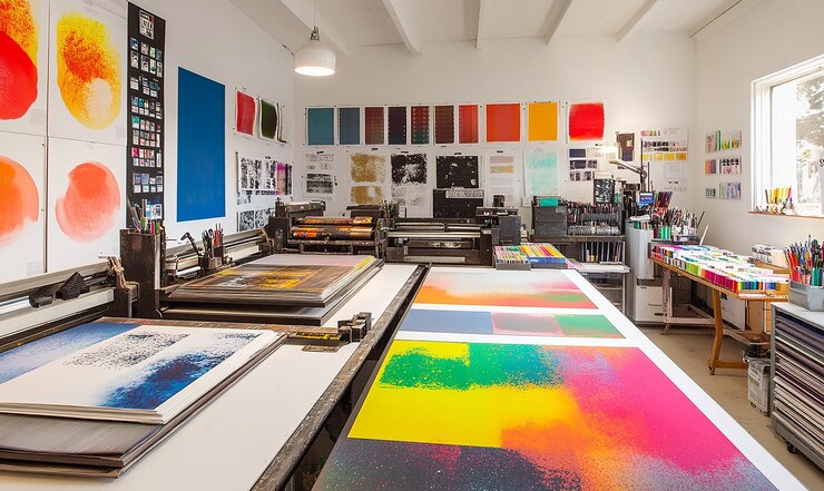 Photo un espace de travail artistiquement conçu avec une impression offset