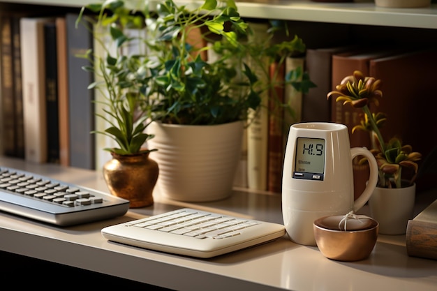 Espace de travail de bureau blanc avec des fournitures de bureau