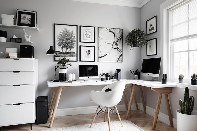 Photo espace de travail à domicile monochrome