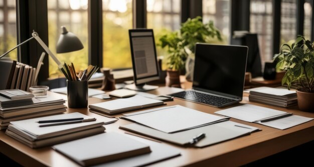 Un espace de travail efficace avec de la lumière naturelle et de la verdure