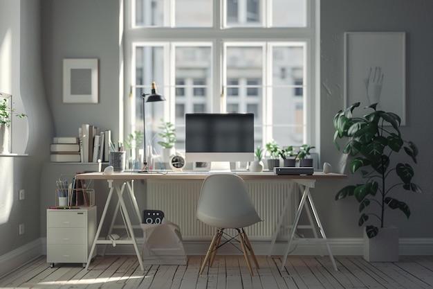 Un espace de travail d'inspiration scandinave avec des lignes propres et