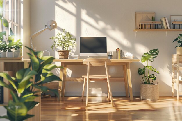 Un espace de travail d'inspiration scandinave avec des lignes propres et