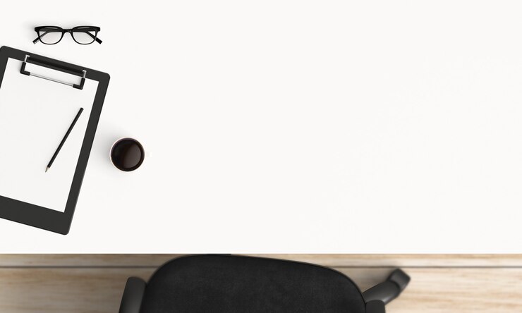 Photo espace de travail moderne. vue de dessus. style à plat