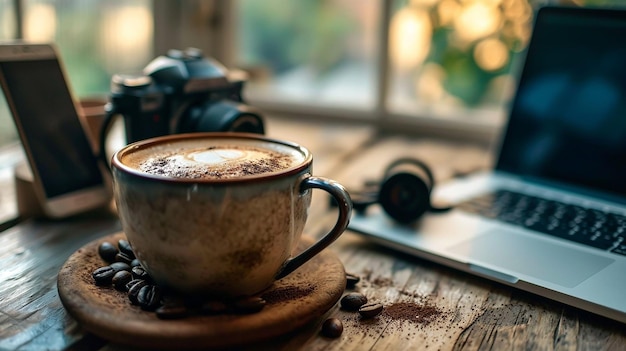 Espace de travail pour les amateurs de café