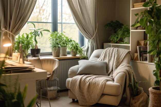 Photo un espace de travail serein avec de la lumière naturelle