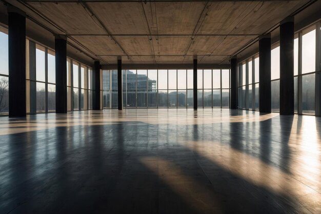 Photo un espace vide moderne avec de grandes fenêtres