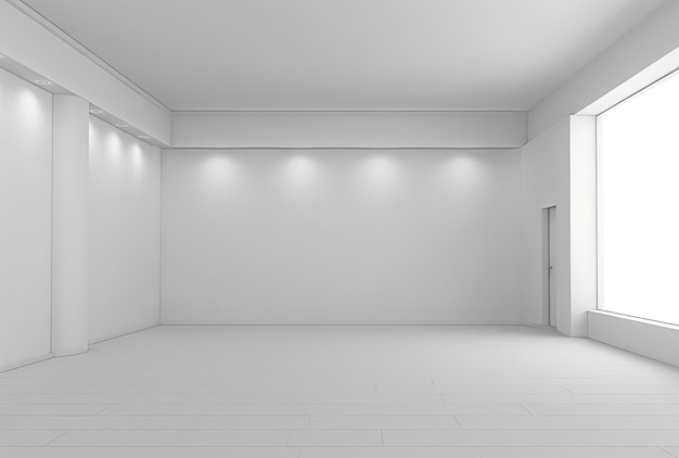 un espace vide avec une pièce blanche derrière lui en gris dans le style d'une échelle panoramique