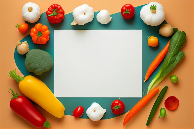 Espace vide pour le texte avec des légumes entourant