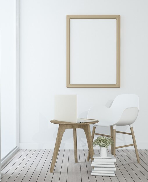 L&#39;espace de vie intérieur moderne et le mobilier minimal dans la décoration murale de la maison