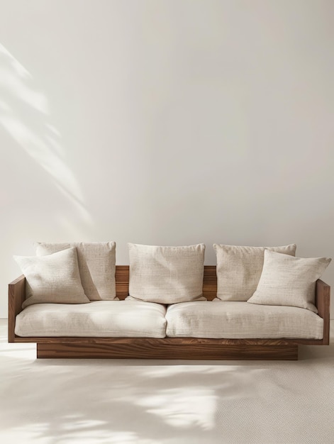 Des espaces de vie minimalistes contemporains basés sur une composition de canapé