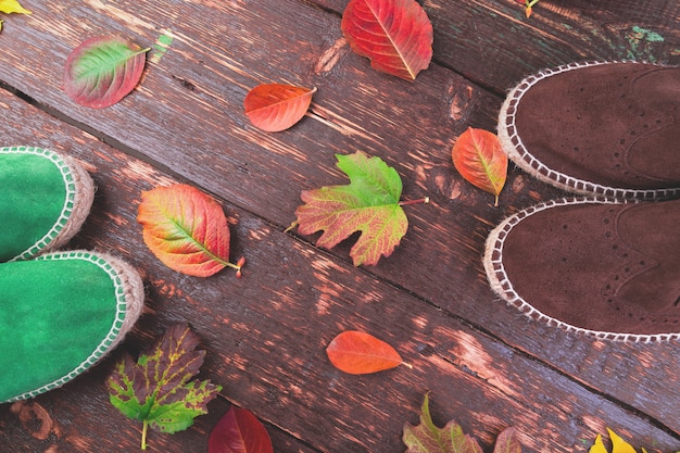 Espadrilles Bottes En Daim Marron Et Vert