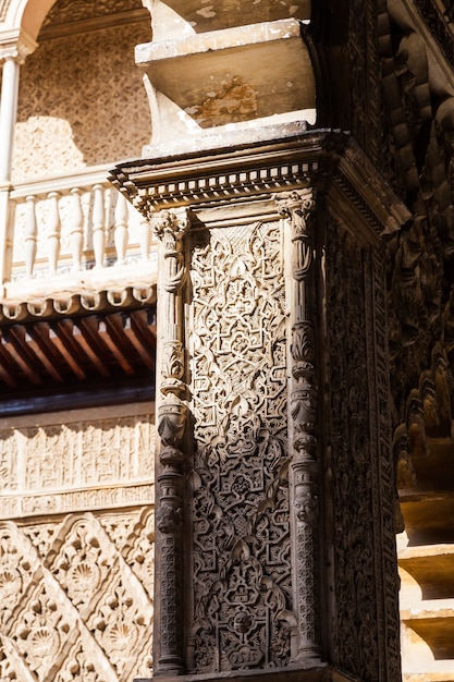 Espagne, Andalousie. Détail du Palais Royal de l'Alcazar de Séville.