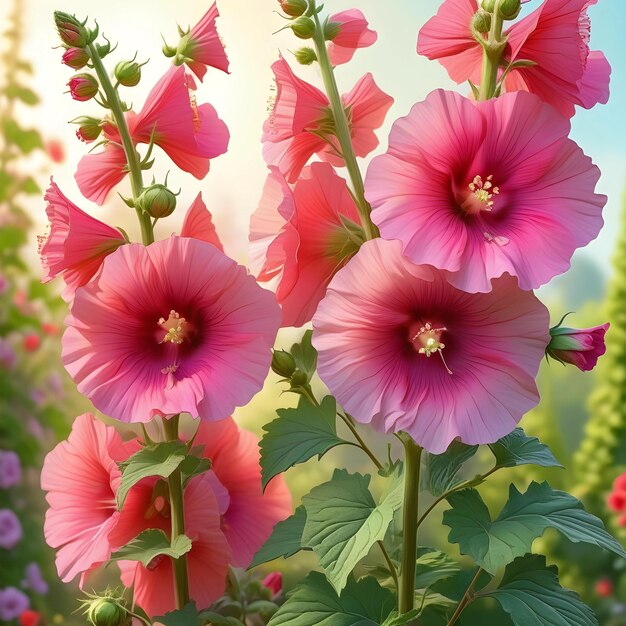 Photo les espèces de hollyhock alcea