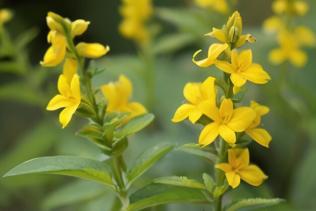 Photo les espèces de lysimachia ont souvent des fleurs jaunes et poussent vigoureusement.