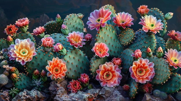 Photo des espèces rares de cactus aux fleurs vives