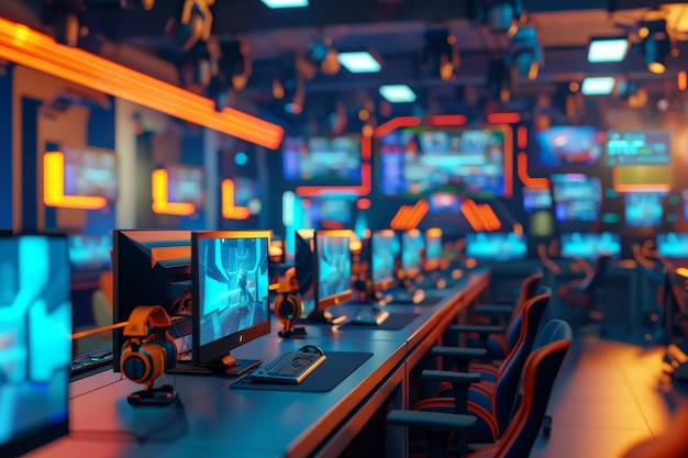 Esports Arena et Competitive Gamers une arène d'esports où des joueurs compétitifs s'affrontent dans une bataille virtuelle