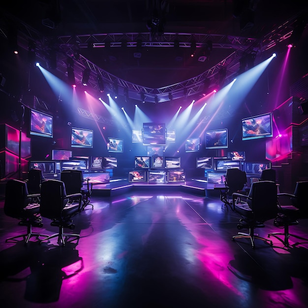 Esports Arena Thème de couleur à haute énergie Jeux professionnels Se Creative Live Stream Idée de fond