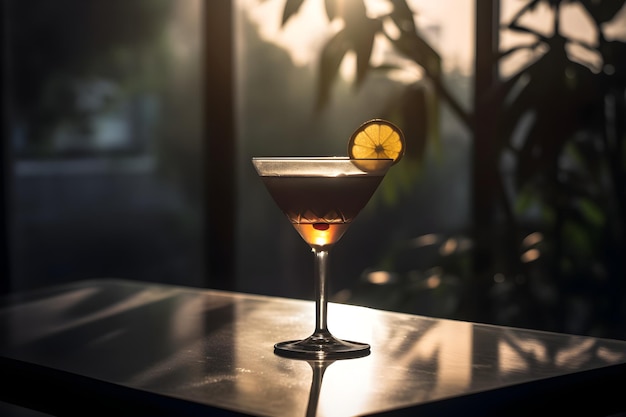 Espresso ou martini aux pommes dans la salle du soleil