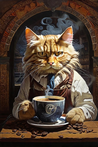l'esprit du chat du café Ai a généré la photo