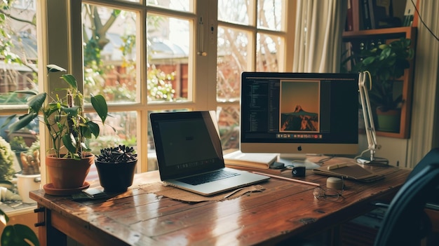 Esprit entrepreneurial Captures professionnelles d'un espace de bureau à domicile habité par des entrepreneurs et des startups où les idées naissent les entreprises sont construites illustration générée par l'IA