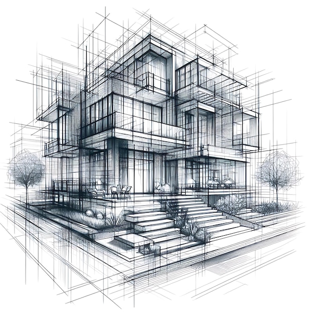 Esquisse conceptuelle pour les bâtiments duplex multiplex à structure architecturale