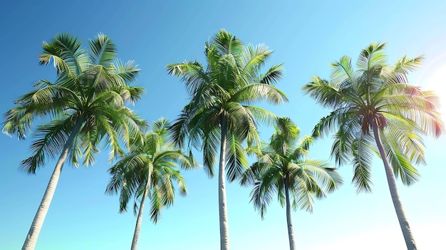 C'est une belle image de palmiers contre un ciel bleu les palmiers sont hauts et verts et le soleil brille vivement
