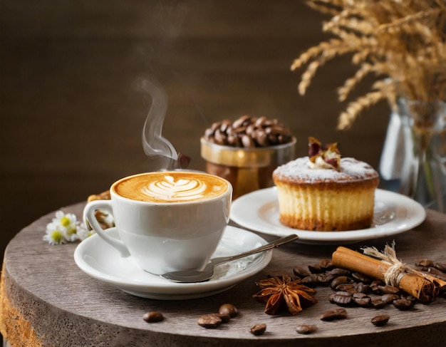 Photo c'est un café et un gâteau.