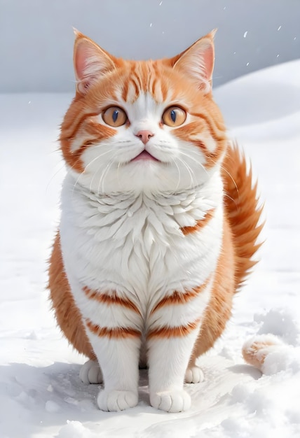 Photo c'est un chat mignon sur la neige.