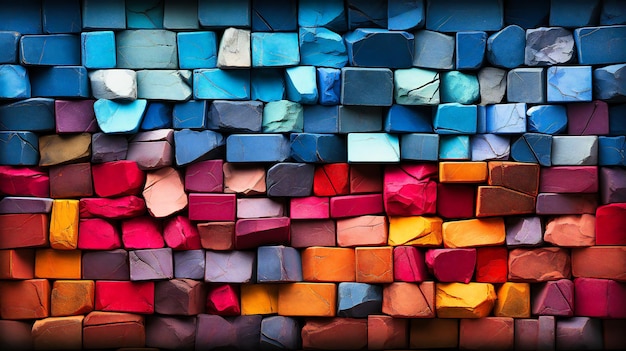 c'est un collage coloré de briques colorées