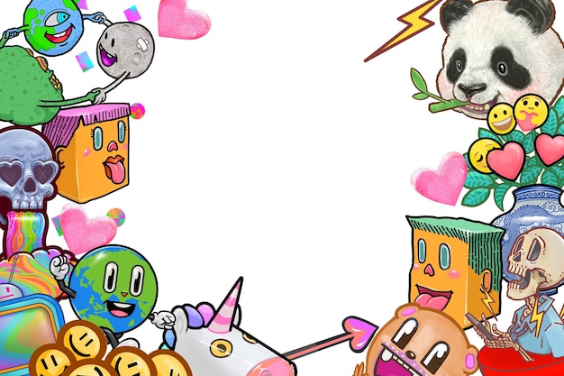 C'est un dessin animé drôle, un cadre png, un fond transparent.