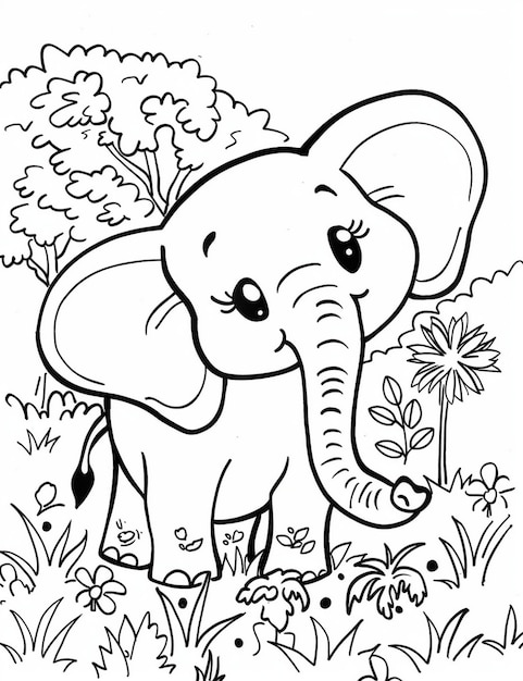 C'est un éléphant mignon à colorier