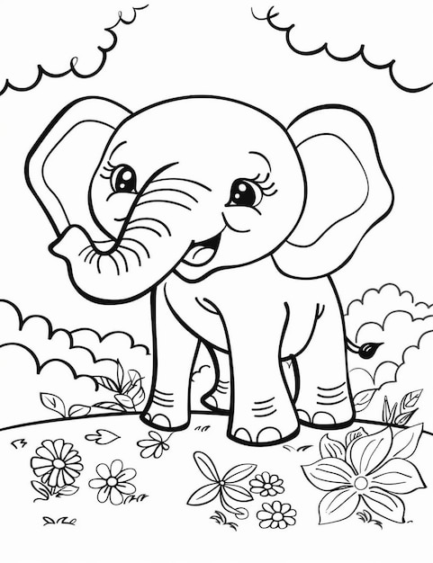 C'est un éléphant mignon à colorier