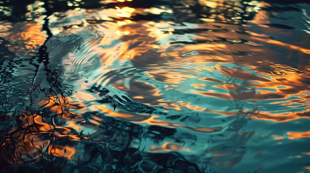C'est une image abstraite d'une surface d'eau avec un magnifique reflet du ciel