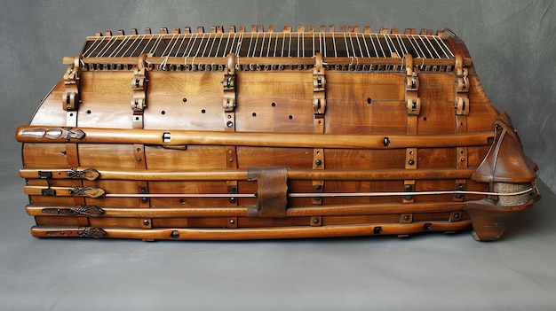 C'est une image d'un ancien instrument de musique appelé hurdygurdy. C'est un instrument à cordes qui se joue en tournant une manivelle.