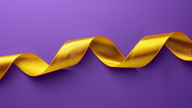C'est une image simple mais élégante d'un ruban d'or sur un fond violet