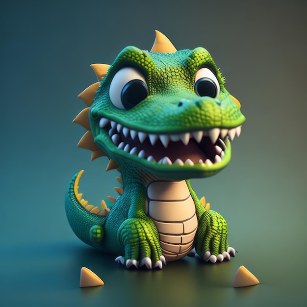 C'est un mignon crocodile animé hyper réaliste en 3D.