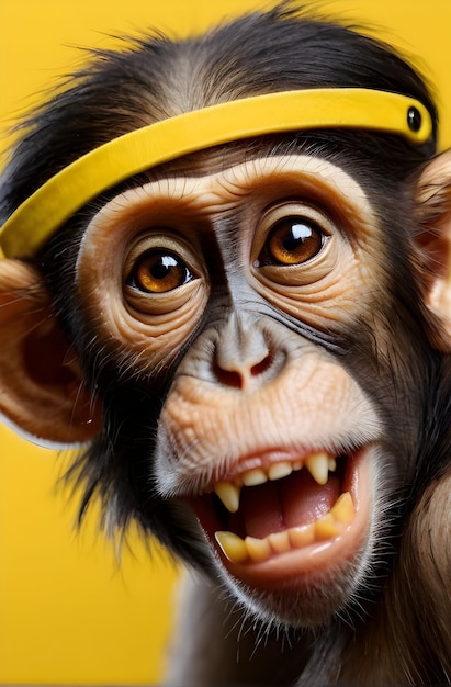 Photo c'est un mignon singe sur le jaune.