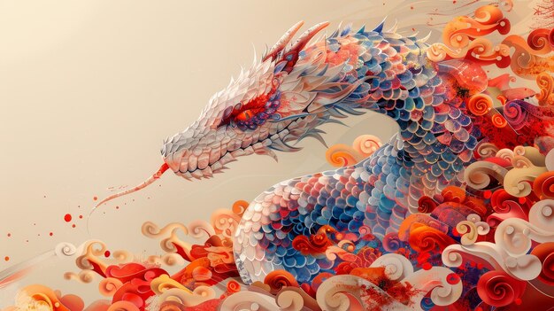 C'est le nouvel an chinois, l'année du serpent, le serpent du zodiaque chinois dans le style géométrique plat moderne pour 2025.