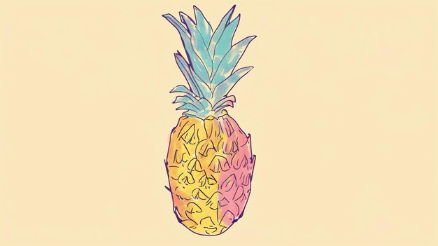 Photo c'est une peinture à l'aquarelle d'un ananas.