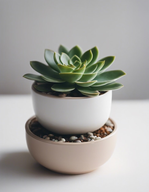 Une esthétique hyper réaliste et succulente, une perfection en pot sur une table blanche.